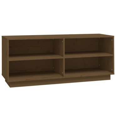 vidaXL Παπουτσοθήκη Καφέ Μελί 110x34x45cm από Μασίφ Ξύλο Πεύκου