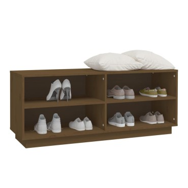 vidaXL Παπουτσοθήκη Καφέ Μελί 110x34x45cm από Μασίφ Ξύλο Πεύκου