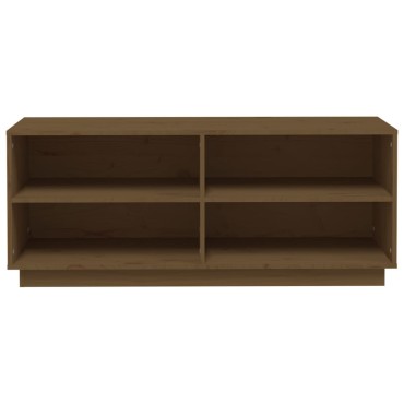 vidaXL Παπουτσοθήκη Καφέ Μελί 110x34x45cm από Μασίφ Ξύλο Πεύκου