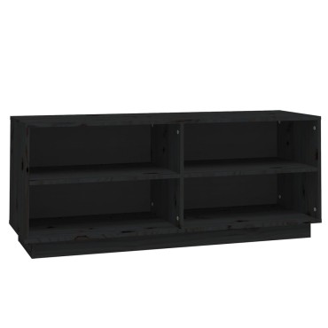 vidaXL Παπουτσοθήκη Μαύρη 110x34x45cm από Μασίφ Ξύλο Πεύκου