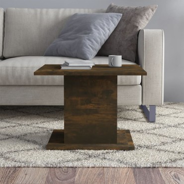 vidaXL Τραπεζάκι Σαλονιού Καπνιστή Δρυς 55,5x55,5x40cm Επεξεργ. Ξύλο 1 τεμ.