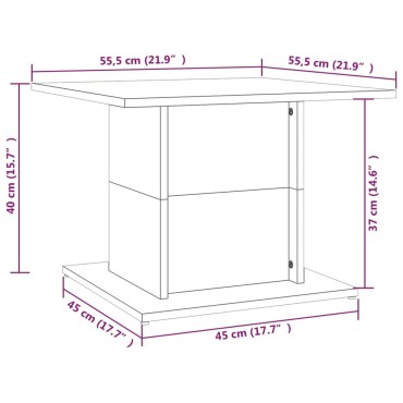 vidaXL Τραπεζάκι Σαλονιού Καπνιστή Δρυς 55,5x55,5x40cm Επεξεργ. Ξύλο 1 τεμ.