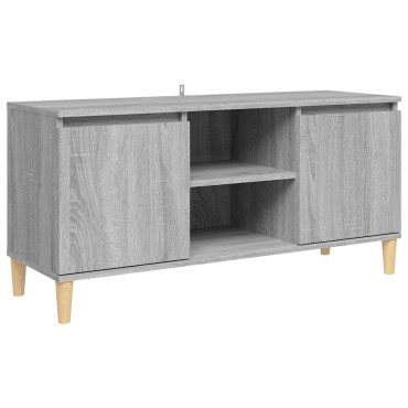 vidaXL Έπιπλο Τηλεόρασης Γκρι Sonoma 103,5x35x50cm Μασίφ Ξύλινα Πόδια