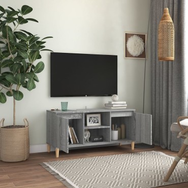 vidaXL Έπιπλο Τηλεόρασης Γκρι Sonoma 103,5x35x50cm Μασίφ Ξύλινα Πόδια