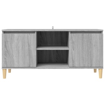 vidaXL Έπιπλο Τηλεόρασης Γκρι Sonoma 103,5x35x50cm Μασίφ Ξύλινα Πόδια