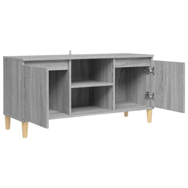 vidaXL Έπιπλο Τηλεόρασης Γκρι Sonoma 103,5x35x50cm Μασίφ Ξύλινα Πόδια