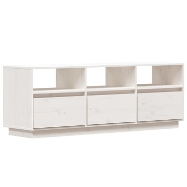 vidaXL Έπιπλο Τηλεόρασης Λευκό 140x37x50cm από Μασίφ Ξύλο Πεύκου