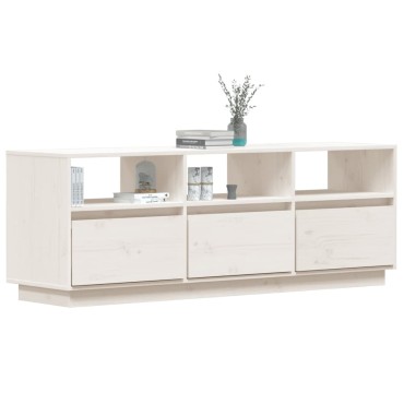 vidaXL Έπιπλο Τηλεόρασης Λευκό 140x37x50cm από Μασίφ Ξύλο Πεύκου