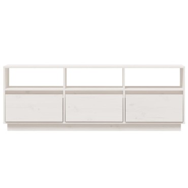 vidaXL Έπιπλο Τηλεόρασης Λευκό 140x37x50cm από Μασίφ Ξύλο Πεύκου