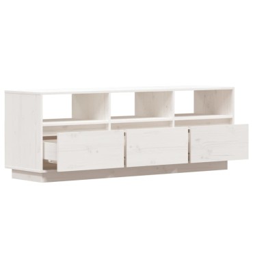vidaXL Έπιπλο Τηλεόρασης Λευκό 140x37x50cm από Μασίφ Ξύλο Πεύκου
