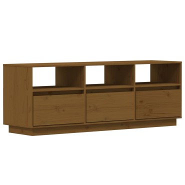vidaXL Έπιπλο Τηλεόρασης Καφέ Μελί 140x37x50cm από Μασίφ Ξύλο Πεύκου