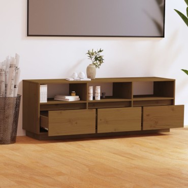 vidaXL Έπιπλο Τηλεόρασης Καφέ Μελί 140x37x50cm από Μασίφ Ξύλο Πεύκου