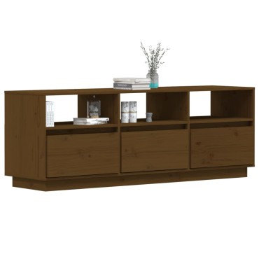 vidaXL Έπιπλο Τηλεόρασης Καφέ Μελί 140x37x50cm από Μασίφ Ξύλο Πεύκου