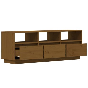 vidaXL Έπιπλο Τηλεόρασης Καφέ Μελί 140x37x50cm από Μασίφ Ξύλο Πεύκου