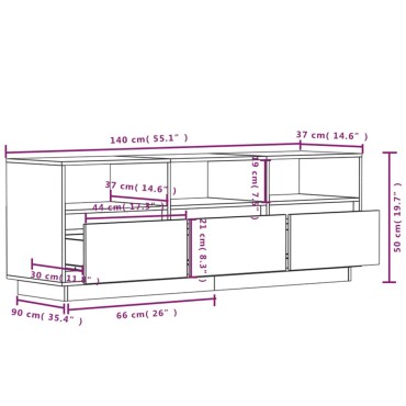 vidaXL Έπιπλο Τηλεόρασης Καφέ Μελί 140x37x50cm από Μασίφ Ξύλο Πεύκου