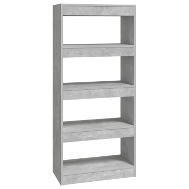 vidaXL Βιβλιοθήκη/Διαχωρ. Χώρου Γκρι Σκ. 60x30x135cm Επεξεργ. Ξύλο 1 τεμ.