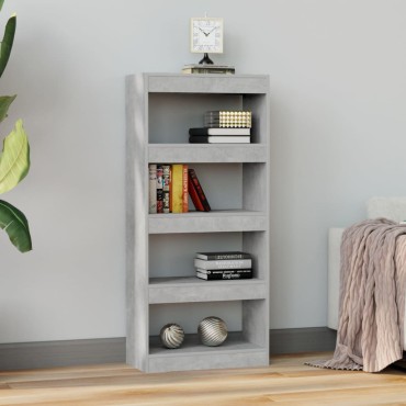 vidaXL Βιβλιοθήκη/Διαχωρ. Χώρου Γκρι Σκ. 60x30x135cm Επεξεργ. Ξύλο 1 τεμ.