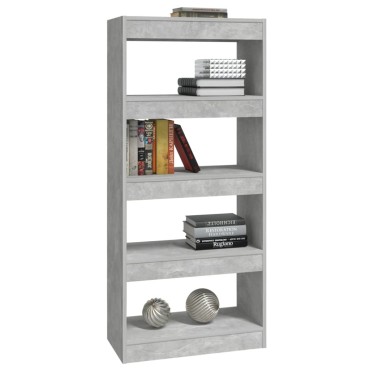 vidaXL Βιβλιοθήκη/Διαχωρ. Χώρου Γκρι Σκ. 60x30x135cm Επεξεργ. Ξύλο 1 τεμ.