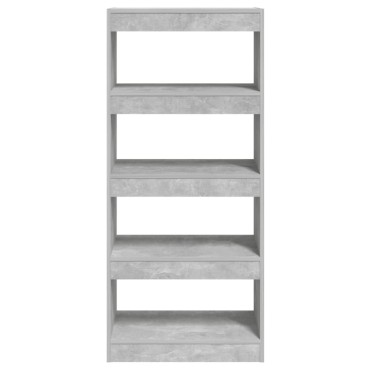 vidaXL Βιβλιοθήκη/Διαχωρ. Χώρου Γκρι Σκ. 60x30x135cm Επεξεργ. Ξύλο 1 τεμ.