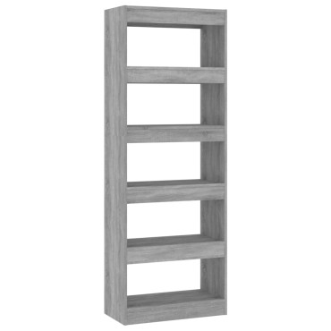 vidaXL Βιβλιοθήκη/Διαχωρισ. Χώρου Γκρι Σκυρ. 60x24x186cm Επεξ. Ξύλο 1 τεμ.
