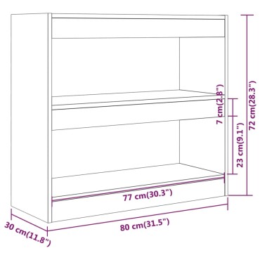 vidaXL Βιβλιοθήκη/Διαχωριστικό Χώρου Λευκό 80x30x72cm Επεξ. Ξύλο 1 τεμ.