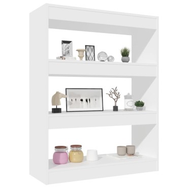 vidaXL Βιβλιοθήκη/Διαχωρ. Χώρου Λευκό 80x30x103cm Επεξεργασμένο Ξύλο 1 τεμ.