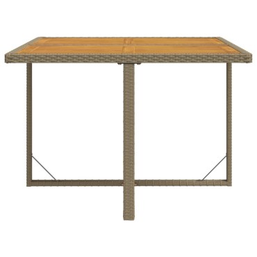 vidaXL Τραπέζι Κήπου Μπεζ 109x107x74cm Συνθετικό Ρατάν/Μασίφ Ακακία 1 τεμ.