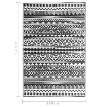 vidaXL Χαλί εξωτερικού χώρου ARAKIL Μαύρο 140x200 cm PP