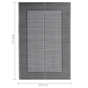 vidaXL Χαλί εξωτερικού χώρου ARAKIL Μαύρο 140x200 cm PP
