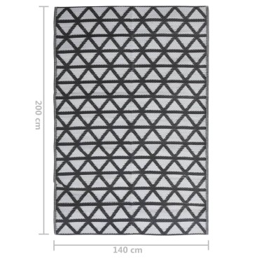 vidaXL Χαλί εξωτερικού χώρου ARAKIL Μαύρο 140x200 cm PP