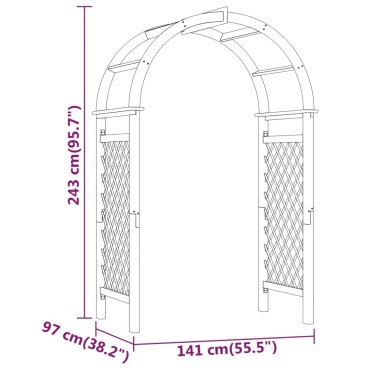 vidaXL Αψίδα με Καφασωτό 141x97x243 εκ. Εμποτισμένο Μασίφ Ξύλο Πεύκου