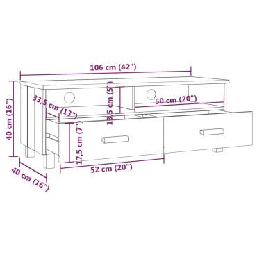 vidaXL Έπιπλο Τηλεόρασης HAMAR Αν. Γκρι 106x40x40cm Μασίφ Ξύλο Πεύκου