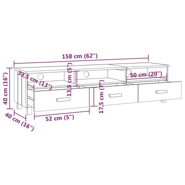 vidaXL Έπιπλο Τηλεόρασης HAMAR Σκ. Γκρι 158x40x40cm Μασίφ Ξύλο Πεύκου