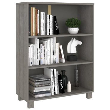 vidaXL Βιβλιοθήκη HAMAR Αν. Γκρι 85x35x112cm Μασίφ Ξύλο Πεύκου 1 τεμ.