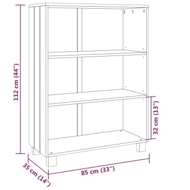 vidaXL Βιβλιοθήκη HAMAR Αν. Γκρι 85x35x112cm Μασίφ Ξύλο Πεύκου 1 τεμ.
