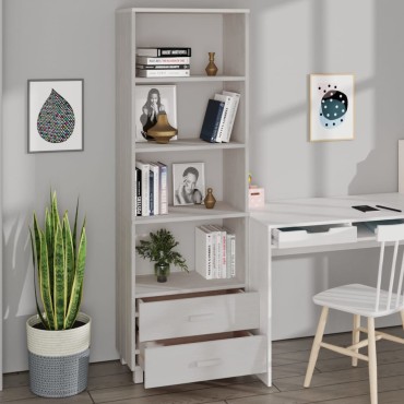 vidaXL Ραφιέρα HAMAR Λευκή 60x35x180cm από Μασίφ Ξύλο Πεύκου 1 τεμ.