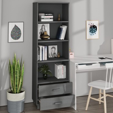 vidaXL Ραφιέρα HAMAR Σκ. Γκρι 60x35x180cm από Μασίφ Ξύλο Πεύκου 1 τεμ.
