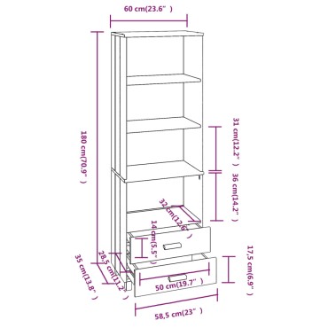 vidaXL Ντουλάπι HAMAR Αν. Γκρι 60x35x180cm Μασίφ Ξύλο Πεύκου 1 τεμ.