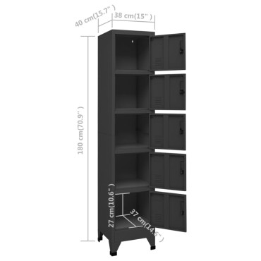 vidaXL Φοριαμός Ανθρακί 38x40x180cm από Ατσάλι 1 τεμ.