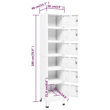 vidaXL Φοριαμός Λευκός 38x40x180cm Ατσάλινος 1 τεμ.