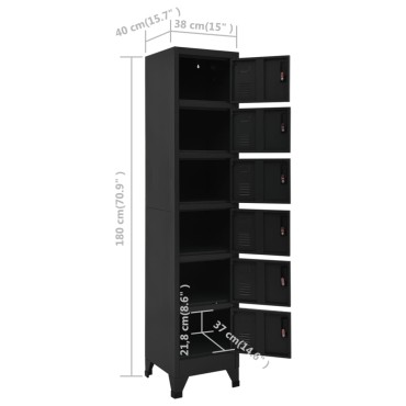 vidaXL Φοριαμός Μαύρος 38x40x180cm Ατσάλινος 1 τεμ.