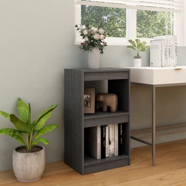 vidaXL Βιβλιοθήκη Γκρι 40x30x71,5cm από Μασίφ Ξύλο Πεύκου 1 τεμ.