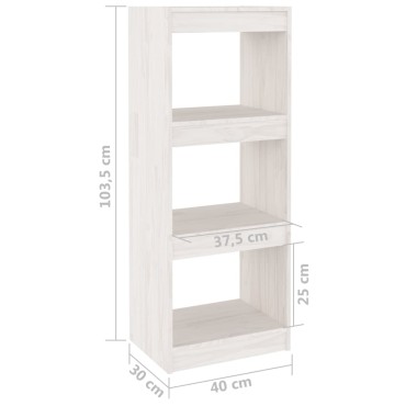 vidaXL Βιβλιοθήκη/Διαχωριστικό Χώρου Λευκό 40x30x103,5cm Ξύλο Πεύκου 1 τεμ.