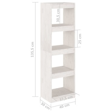 vidaXL Βιβλιοθήκη/Διαχωριστικό Χώρου Λευκό 40x30x135,5cm Ξύλο Πεύκου 1 τεμ.