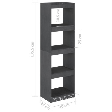vidaXL Βιβλιοθήκη/Διαχωριστικό Χώρου Γκρι 40x30x135,5cm Ξύλο Πεύκου 1 τεμ.