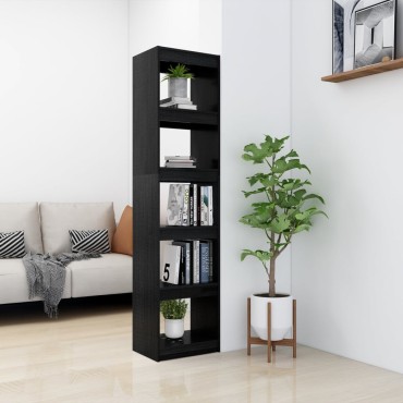 vidaXL Βιβλιοθήκη/Διαχωριστικό Χώρου Μαύρο 40x30x167,5cm Ξύλο Πεύκου 1 τεμ.