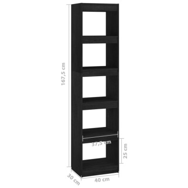 vidaXL Βιβλιοθήκη/Διαχωριστικό Χώρου Μαύρο 40x30x167,5cm Ξύλο Πεύκου 1 τεμ.