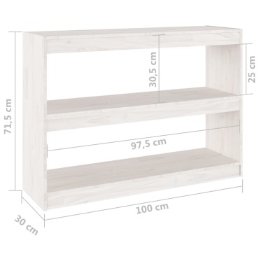 vidaXL Βιβλιοθήκη/Διαχωριστικό Χώρου Λευκό 100x30x71,5cm Ξύλο Πεύκου 1 τεμ.