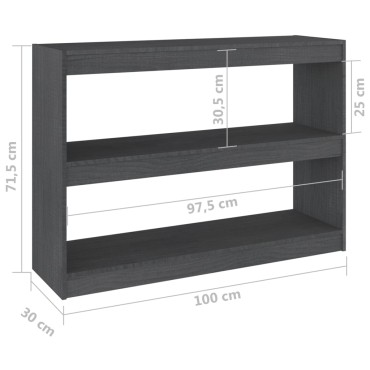 vidaXL Βιβλιοθήκη/Διαχωριστικό Χώρου Γκρι 100x30x71,5cm Ξύλο Πεύκου 1 τεμ.