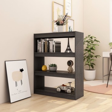 vidaXL Βιβλιοθήκη/Διαχωριστικό Χώρου Γκρι 100x30x103cm Ξύλο Πεύκου 1 τεμ.